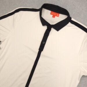 REDVANLY Polo Golf Shirt Men's L White Black Accent Performance Stretch